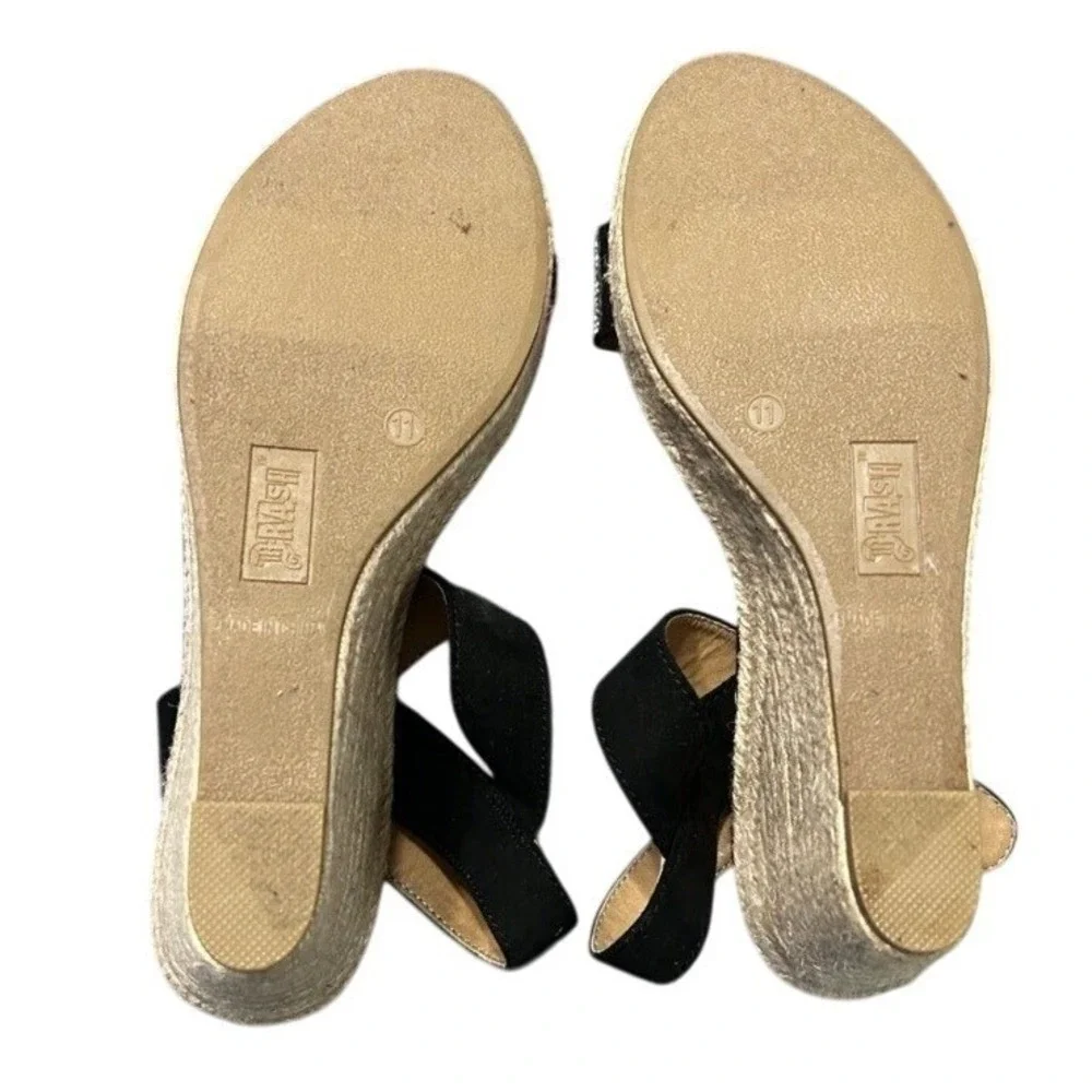 BRASH Women Size 11 Black‎ Embellished Wedge Espadrille Sandals Party Festive